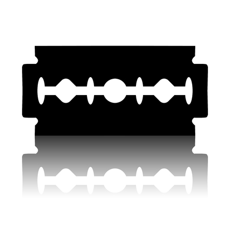 Razor blade icon. Black vector illustration with reflection.のイラスト素材