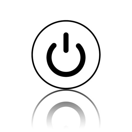 On Off switch icon. Black vector illustration with reflection.