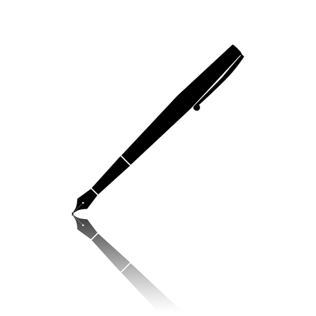 Pen icon. Black vector illustration with reflection.のイラスト素材