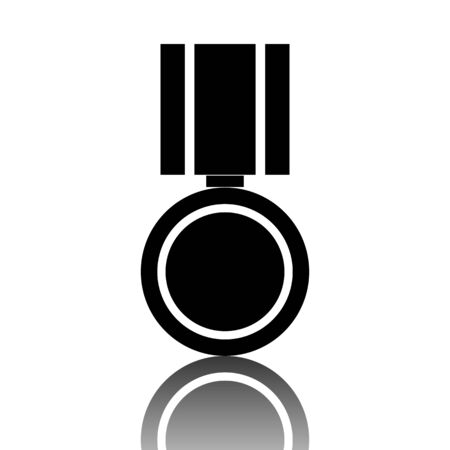 Medal icon. Black vector illustration with reflection.のイラスト素材