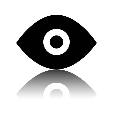 Eye icon. Black vector illustration with reflection.のイラスト素材