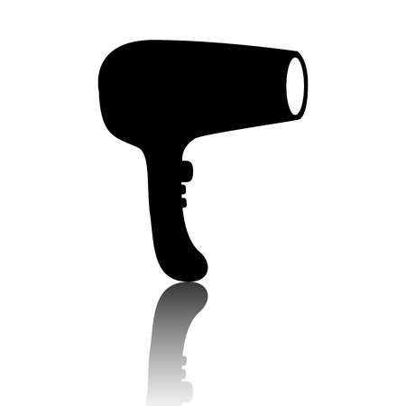 Hair Dryer. Hairdresser Symbol. Black vector illustration with reflection.のイラスト素材