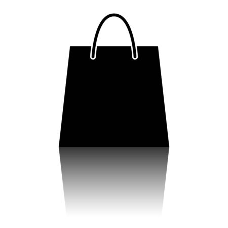 Shopping bag. Black vector illustration with reflection.のイラスト素材