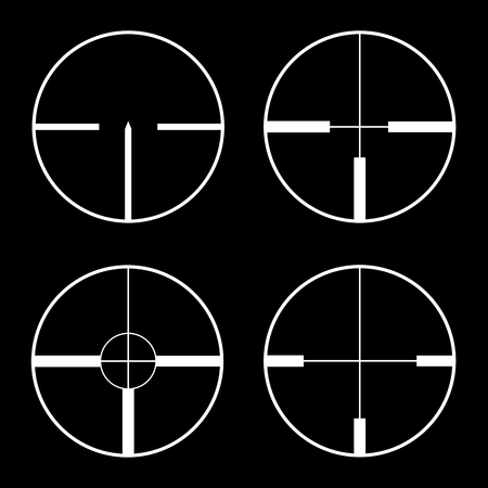 Crosshairs icons. Vector. White on the blackのイラスト素材