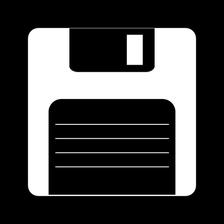 Floppy disk  Vector icon. White on the blackのイラスト素材