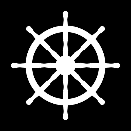Ship wheel. Vector illustration. White on the blackのイラスト素材