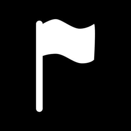 White flag icon. White on the blackのイラスト素材
