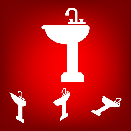Bathroom sink  set. Isometric effect. White on the redのイラスト素材