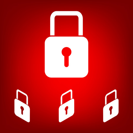 Vector lock icon  set. Isometric effect. White and redのイラスト素材