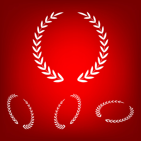 Laurel Wreath. Vector icon  set. Isometric effect. White on the redのイラスト素材