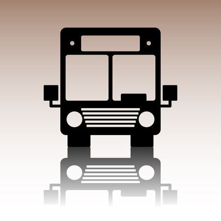 Bus icon. Black vector illustration with reflection.のイラスト素材