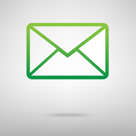 Letter sign. Green icon with shadow on the grey backgroudのイラスト素材