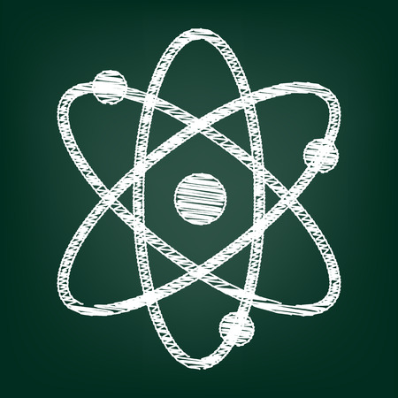 Atom icon. Vector illustration with chalk effectのイラスト素材