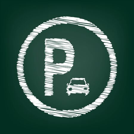 Parking icon. Vector illustration with chalk effectのイラスト素材