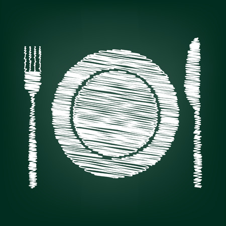 Fork and Knife Icons with chalk effectのイラスト素材