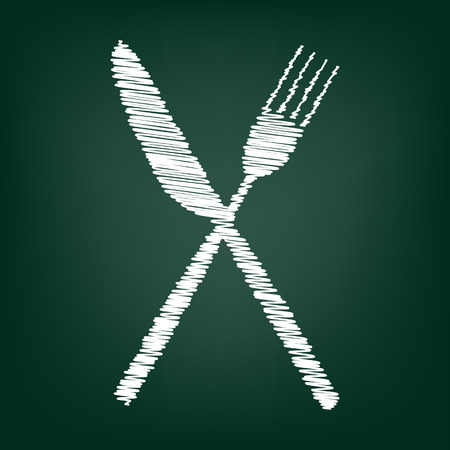 Fork and Knife Icons with chalk effectのイラスト素材