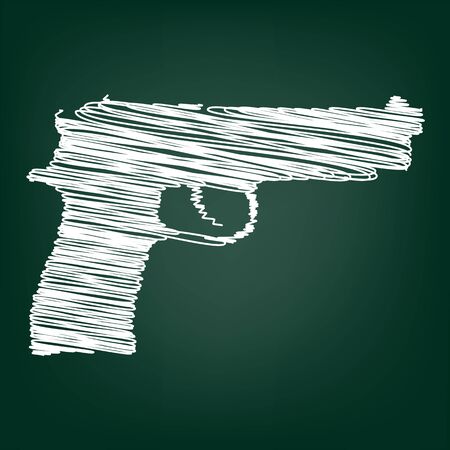Gun isolated icon. Vector illustration with chalk effectのイラスト素材