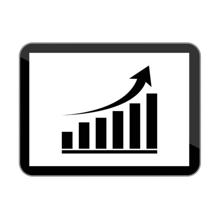Vector computer tablet with growing graph iconのイラスト素材