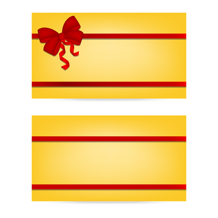 Gift cards with ribbons. Invitation card. Discount card, Vector backgroundのイラスト素材