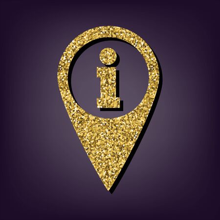 Map pointer icon. Shiny golden style vector illustration.のイラスト素材