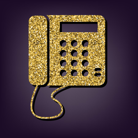 Communication or phone icon. Shiny golden style vector illustration.のイラスト素材