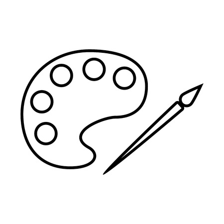 Palette and paint brush line icon. Vector illustration on white backgroundのイラスト素材