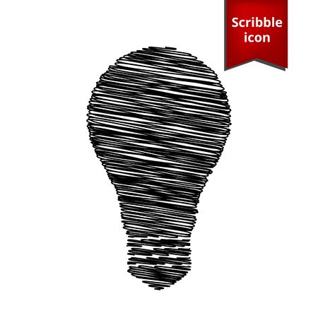 Light lamp sign icon. Idea symbol. Vector illustration with pen effect. Scribble icon for you design.のイラスト素材