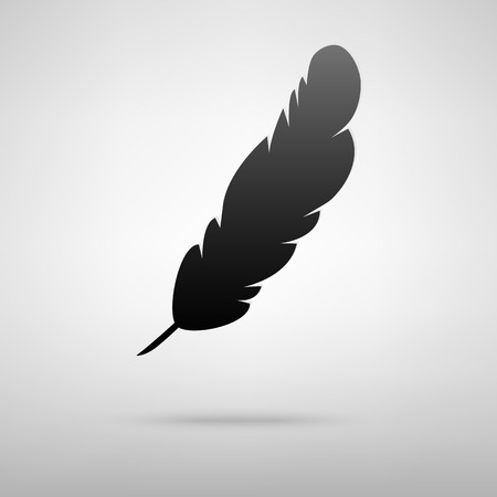 Feather black icon. Vector illustration with shadowのイラスト素材