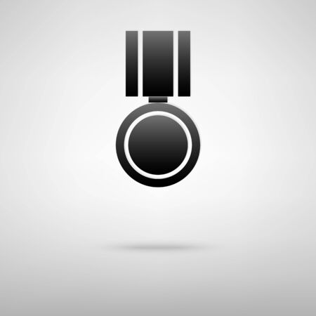 Medal black icon. Vector illustration with shadowのイラスト素材
