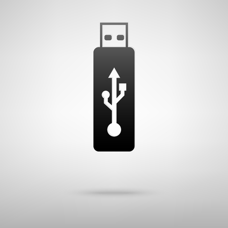 Usb memory black icon. Vector illustration with shadowのイラスト素材
