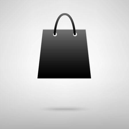 Shopping bag black icon. Vector illustration with shadowのイラスト素材