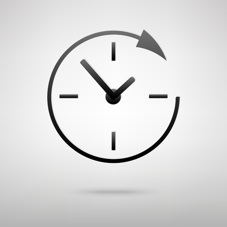 Clock black icon. Vector illustration with shadowのイラスト素材