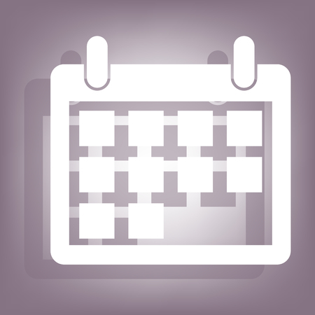 Calendar icon with shadow on perple background. Flat style.のイラスト素材
