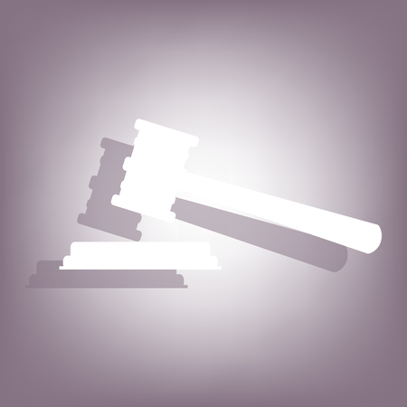 Justice hammer icon with shadow on perple background. Flat style.のイラスト素材