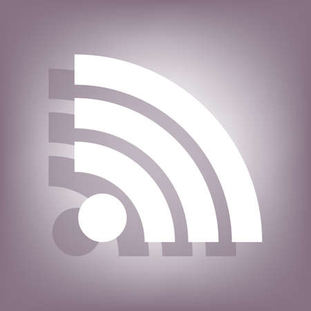 RSS sign icon with shadow on perple background. Flat style.