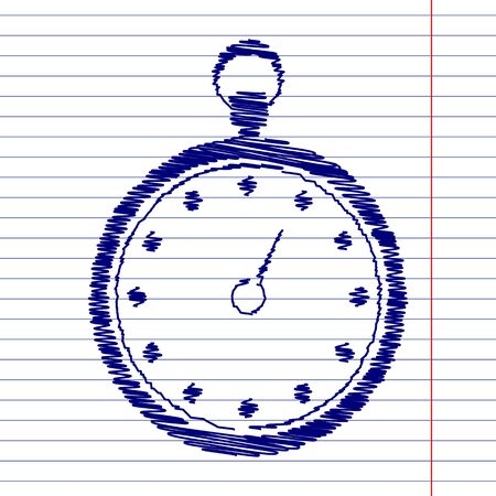 Stopwatch sign illustration with chalk effect on school paperのイラスト素材