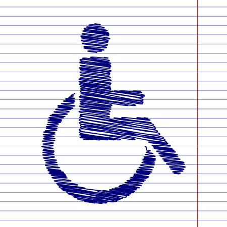 Disabled sign illustration with chalk effect on school paperのイラスト素材