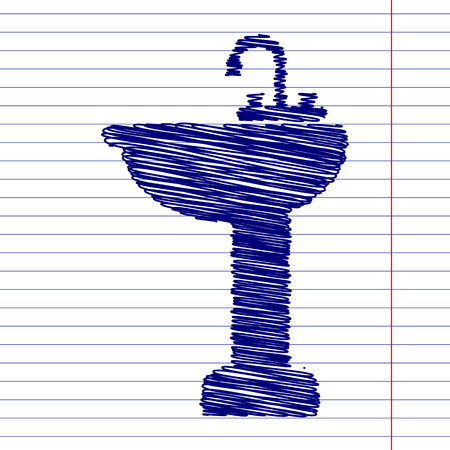 Bathroom sign illustration with chalk effect on school paperのイラスト素材