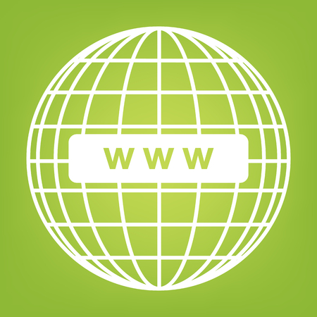 Global communication line icon on green background. Vector illustrationのイラスト素材