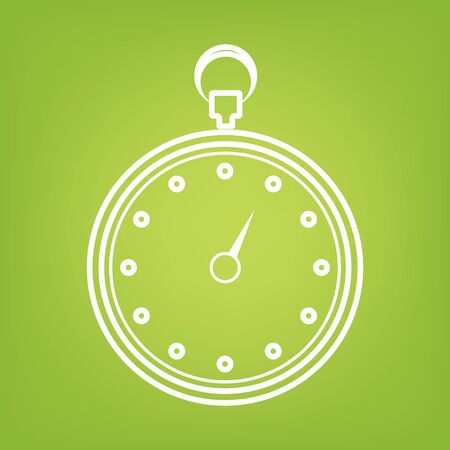 Stopwatch line icon on green background. Vector illustration
