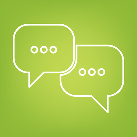 speech bubles line icon on green background. Vector illustrationのイラスト素材