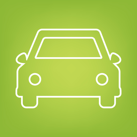 Car line icon on green background. Vector illustrationのイラスト素材