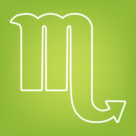 Zodiac sign Scorpio line icon on green background. Vector illustrationのイラスト素材