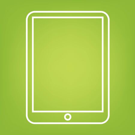 Computer tablet line icon on green background. Vector illustrationのイラスト素材