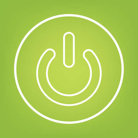 On Off switch line icon on green background. Vector illustration
