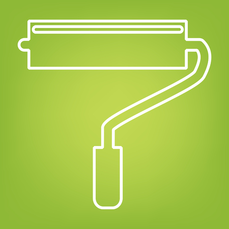 Roller line icon on green background. Vector illustrationのイラスト素材