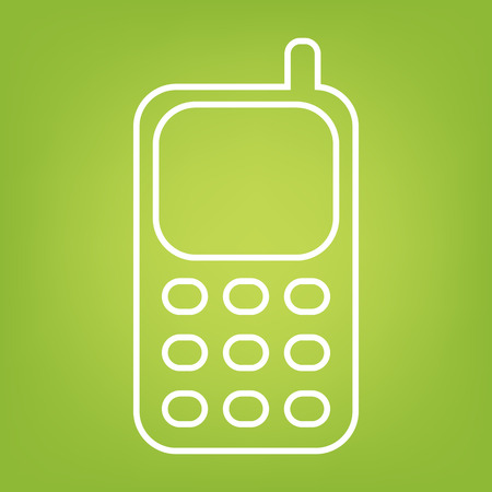 Cell Phone line icon on green background. Vector illustrationのイラスト素材