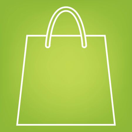 Shopping bag line icon on green background. Vector illustrationのイラスト素材