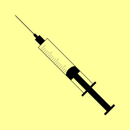 Syringe sign. Flat style icon vector illustration.のイラスト素材