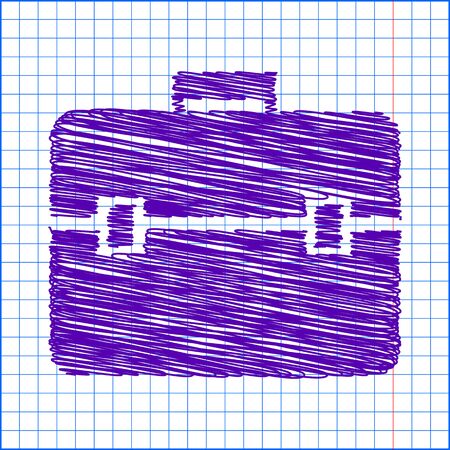 riefcase black and white icon with pen and school paper effectのイラスト素材